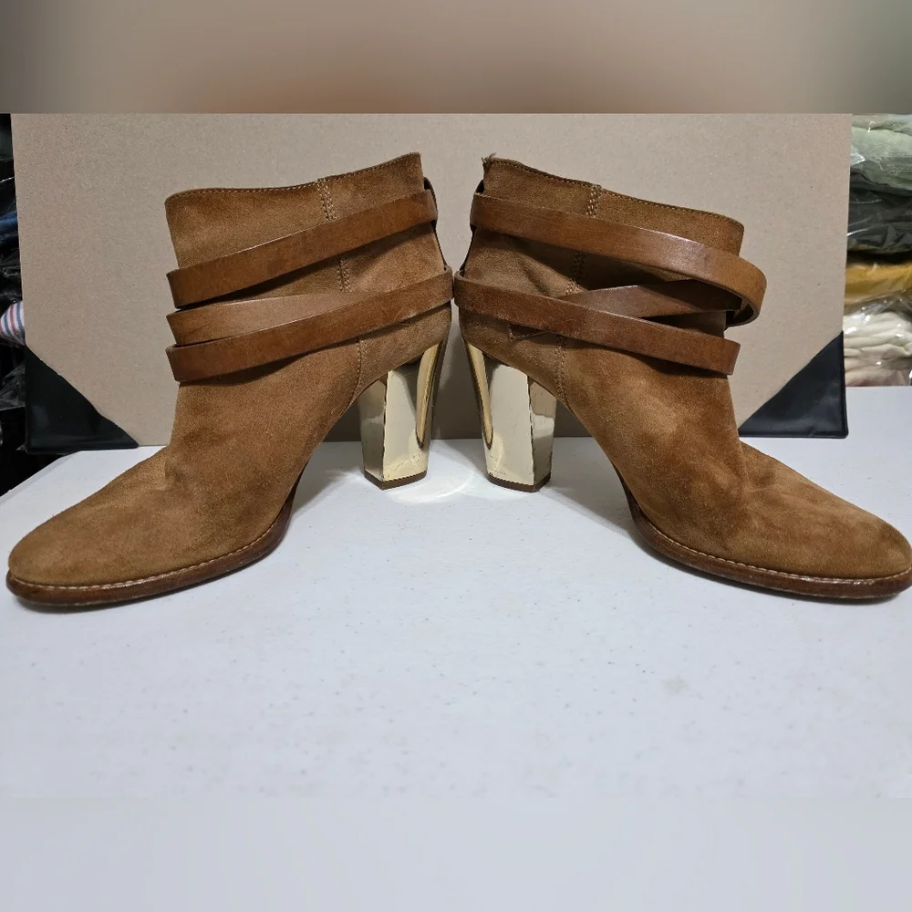 Jimmy Choo Tan Suede Heeled Boots - Picture 2 of 7